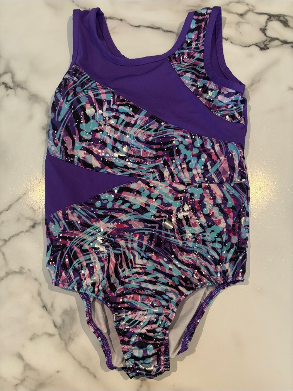 Danskin Girls' Purple Multi-colour Bodysuit, Size 6/6X